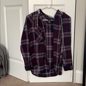 Flannel top with hood